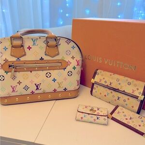 💯 Authentic Louis Vuitton White Multicolor Murakami Bundle